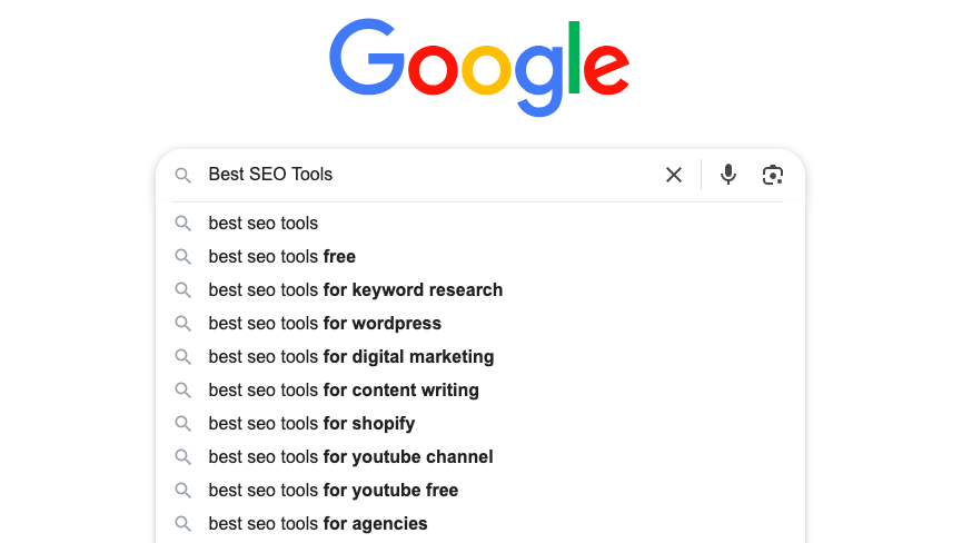 Google auto suggest Start typing something on Google to get google's auto suggest